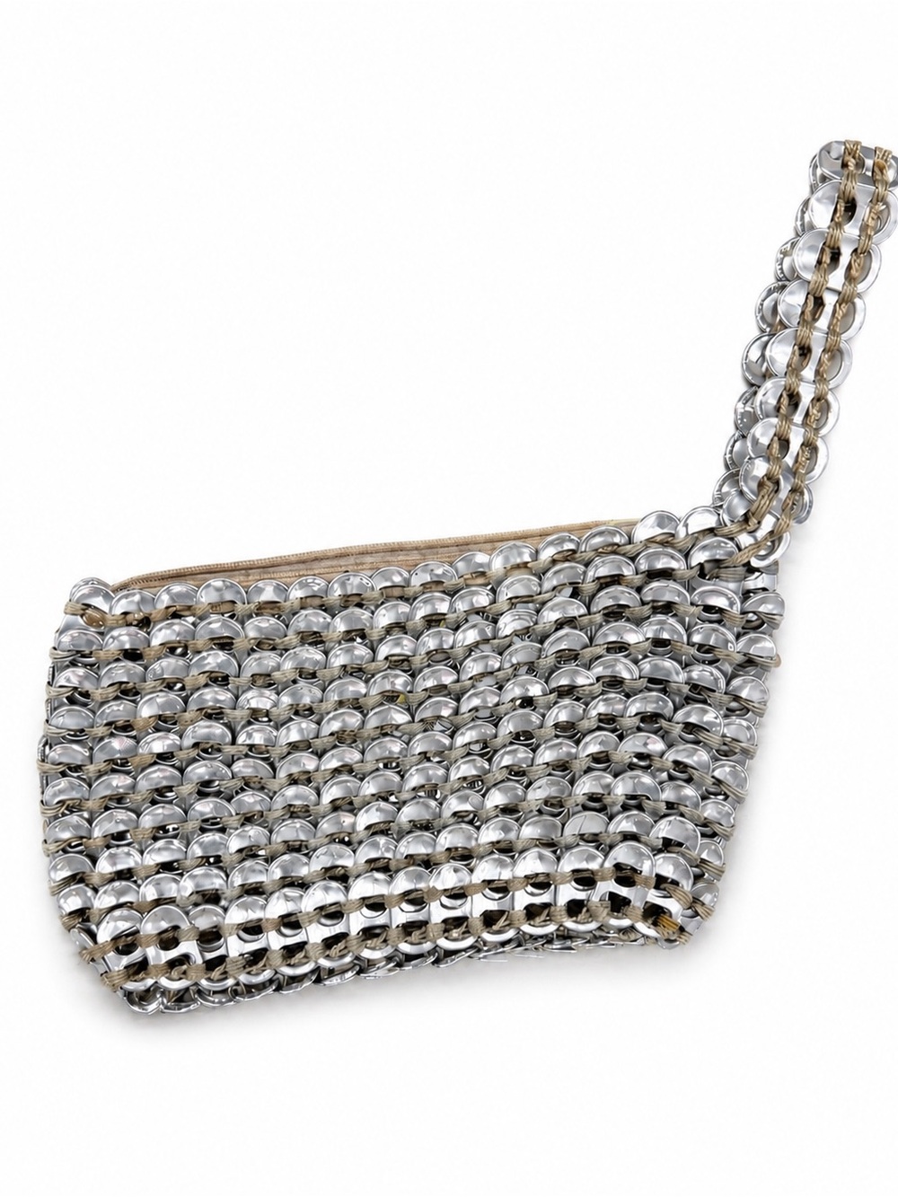 Unique Handmade Upcycled Soda Can Pull Tab Silver Wristlet Purse